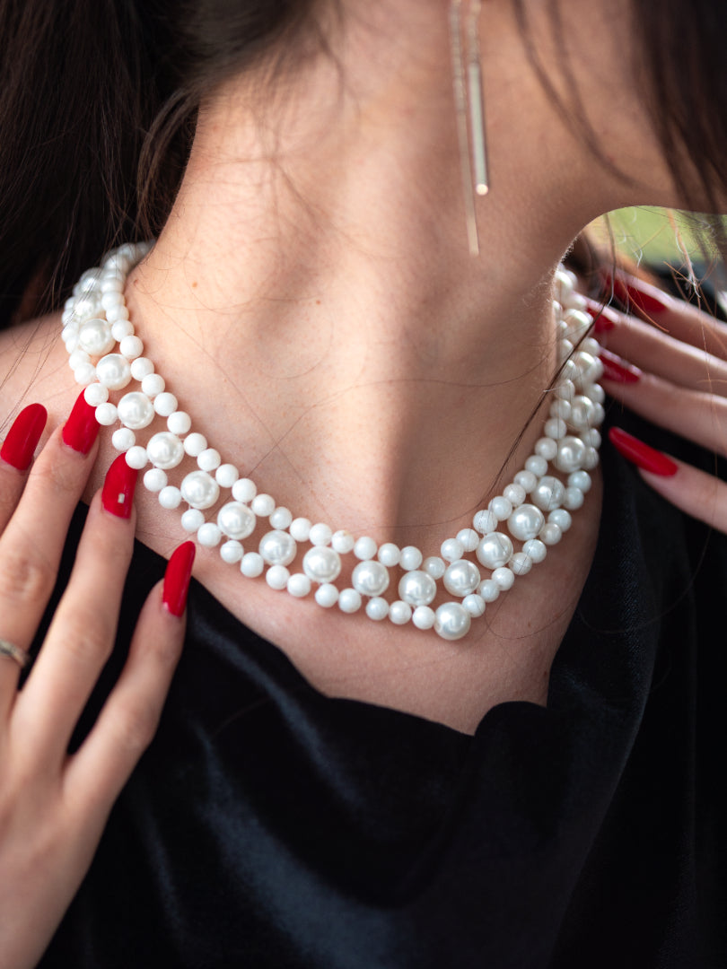 COLIER | Model împletit, perle mixte